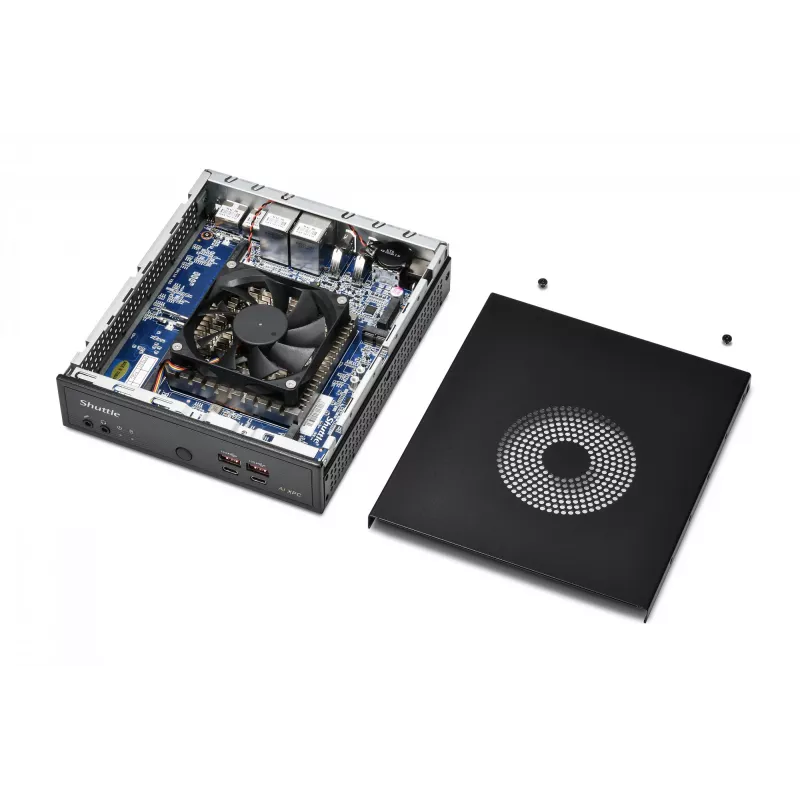 Shuttle Slim AI PC DN11H9 Intel Core Ultra 9 185H, Intel Arc grafika, 2xHDMI, 2x DP, 4x 2.5 Gbit LAN, VESA, 24/7 pastāvīga darbība