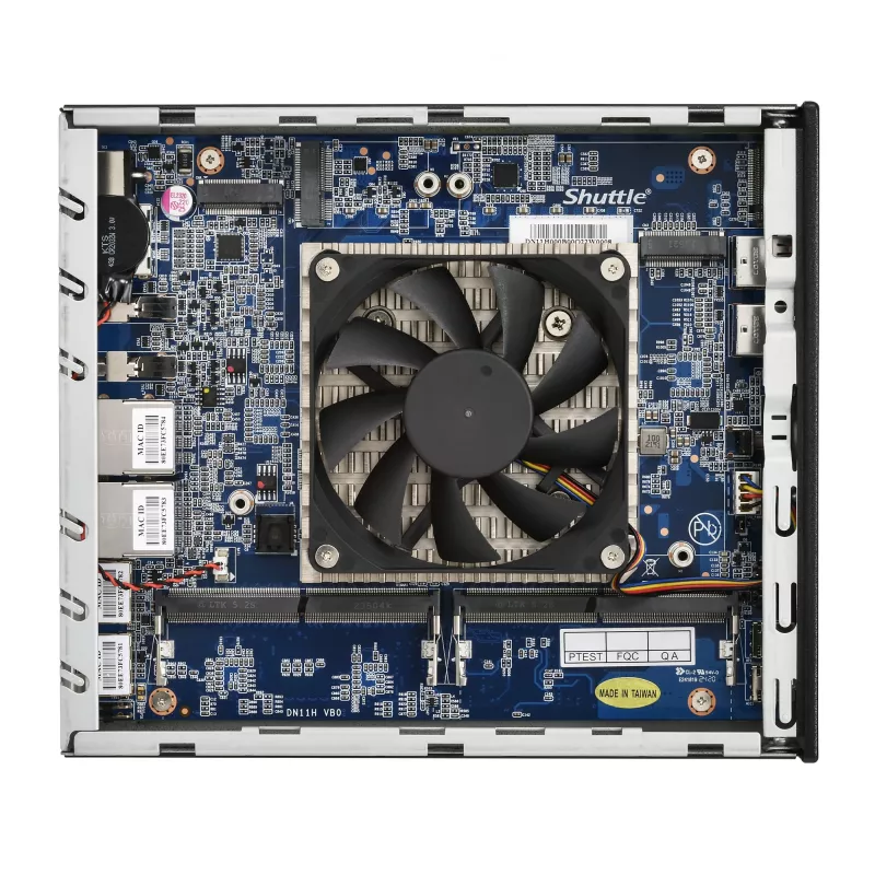 Shuttle Slim AI PC DN11H9 Intel Core Ultra 9 185H, Intel Arc grafika, 2xHDMI, 2x DP, 4x 2.5 Gbit LAN, VESA, 24/7 pastāvīga darbība