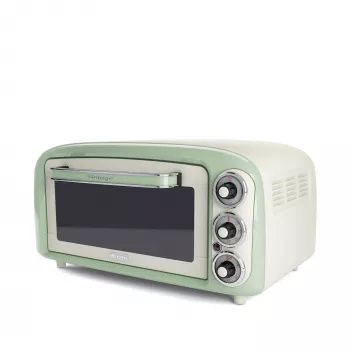 Ariete 979 Design elektriskā cepeškrāsns, 18 L, piemērota 30 cm picai, 1380 W, 3 cepšanas pozīcijas, 60 minūšu taimeris, nerūsējošais tērauds, pasteļzaļa