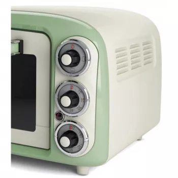 Ariete 979 Design elektriskā cepeškrāsns, 18 L, piemērota 30 cm picai, 1380 W, 3 cepšanas pozīcijas, 60 minūšu taimeris, nerūsējošais tērauds, pasteļzaļa