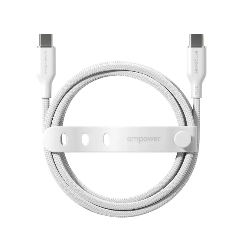 PanzerGlass empower™ by ® Racing 240W USB-C uz USB-C kabelis | USB 2.0 | 2m | sudrabaini balts