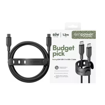 PanzerGlass empower™ by ® Racing 60W USB-C uz USB-C kabelis | USB 2.0 | 1,2 m | Space Black