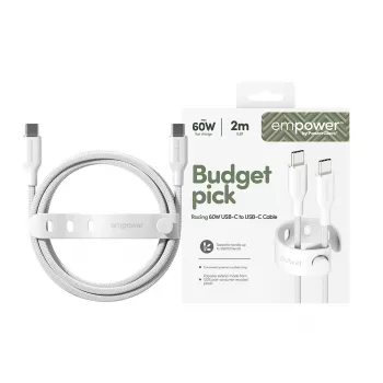 PanzerGlass empower™ by ® Racing 60W USB-C uz USB-C kabelis | USB 2.0 | 2m | Sudraba balts