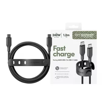 PanzerGlass empower™ by ® Racing 240W USB-C uz USB-C kabelis | USB 2.0 | 1,2m | Space Black