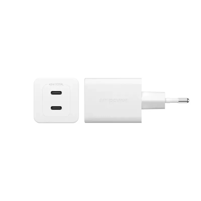 PanzerGlass empower™ by ® Turbo 45W Lādētājs 2 x USB-C | EU Kontaktdakša | Sudrabbalts