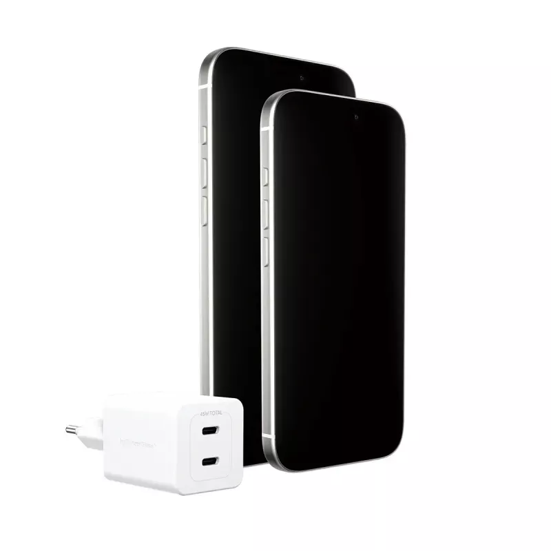 PanzerGlass empower™ by ® Turbo 45W Lādētājs 2 x USB-C | EU Kontaktdakša | Sudrabbalts