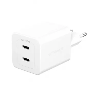 PanzerGlass empower™ by ® Turbo 45W Lādētājs 2 x USB-C | EU Kontaktdakša | Sudrabbalts