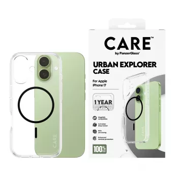 PanzerGlass CARE by Flagship Case Caurspīdīgs Urban Explorer Black MagSafe iPhone 17