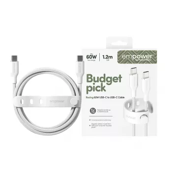 PanzerGlass empower™ by ® Racing 60W USB-C uz USB-C kabelis | USB 2.0 | 1,2 m | Sudrabbalts