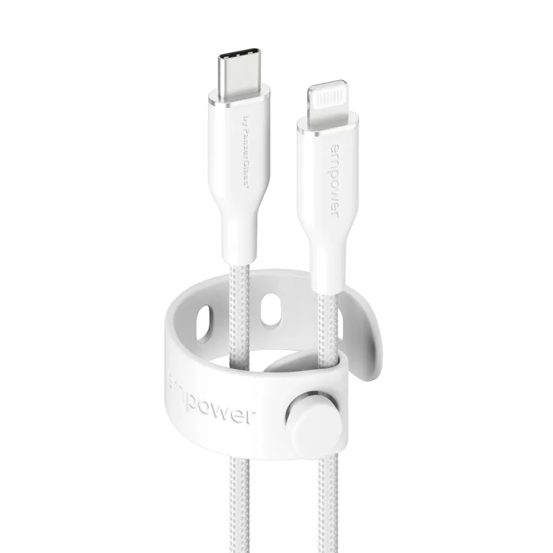 PanzerGlass empower™ by ® Racing 60W USB-C uz Lightning kabelis | USB 2.0 | 1.2m | Sudrabbalts