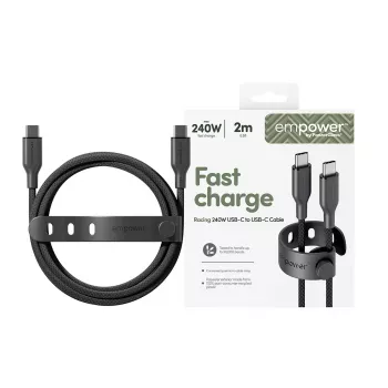 PanzerGlass empower™ by ® Racing 240W USB-C uz USB-C kabelis | USB 2.0 | 2m | Space Black