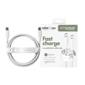 PanzerGlass empower™ by ® Racing 240W USB-C uz USB-C kabelis | USB 2.0 | 1,2 m | Sudrabbalts
