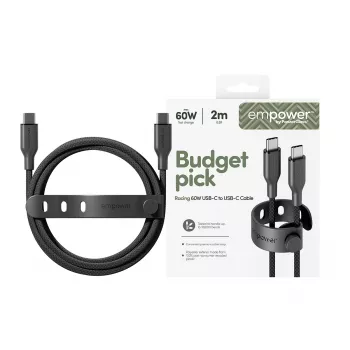PanzerGlass empower™ by ® Racing 60W USB-C uz USB-C kabelis | USB 2.0 | 2m | Space Black
