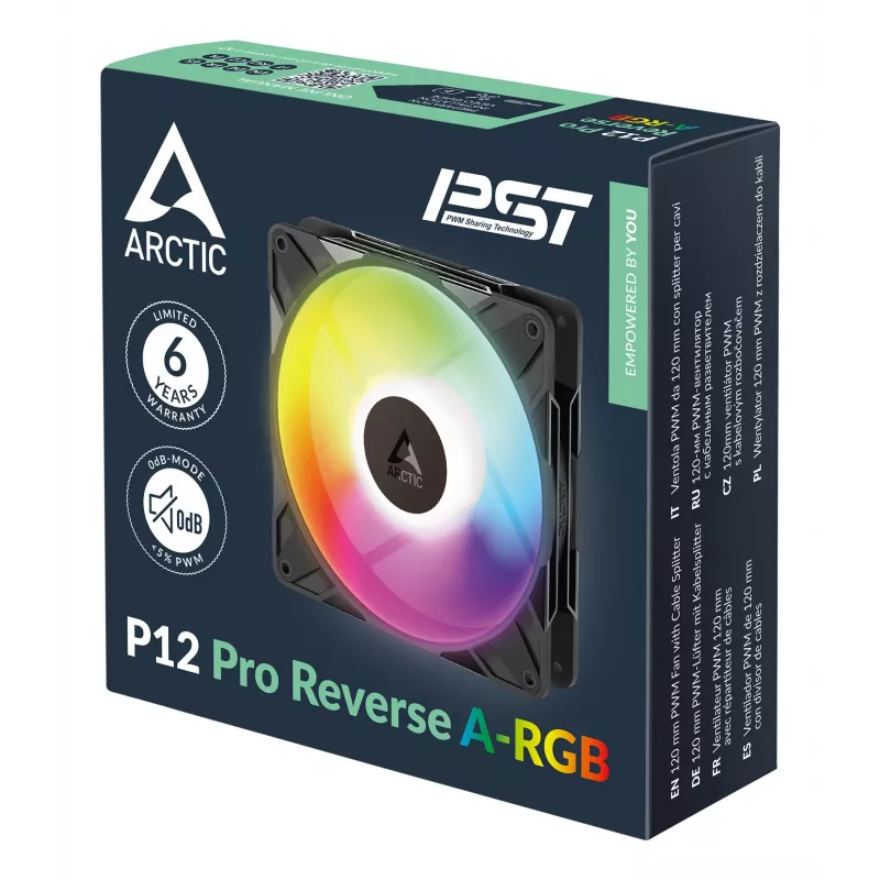 ARCTIC Freezer P12 Pro Reverse A-RGB 120 mm A-RGB - PWM ventilators ar kabeļa sadalītāju