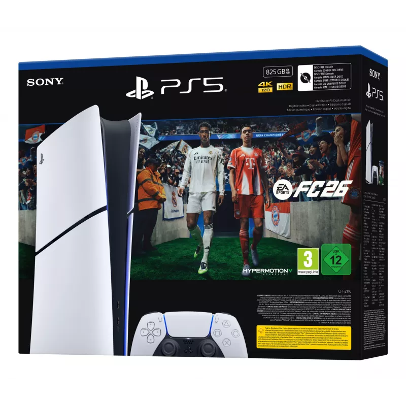 Sony PlayStation 5 Digital + EA Sports FC 26 Komplekts 825 GB Wi-Fi Melns, Balts