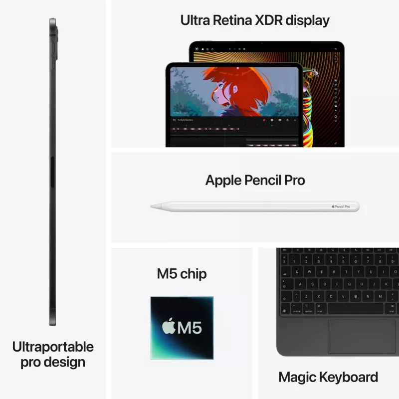 APPLE iPad Pro M5 - 13 collu - Wi-Fi - 512 GB - Standarta stikls - Kosmosa melns