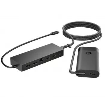 USB-C centrmezgls un klēpjdatora lādētājs HP 9H0H9AA#ABB kompakts dizains, daudzpusīgs savienojamība