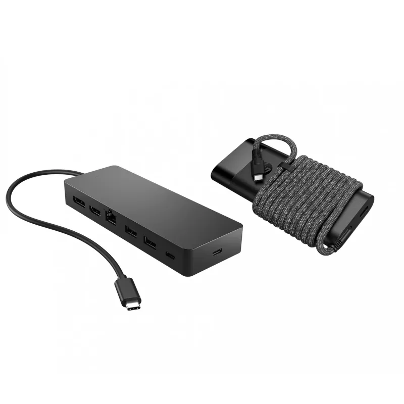 USB-C centrmezgls un klēpjdatora lādētājs HP 9H0H9AA#ABB kompakts dizains, daudzpusīgs savienojamība