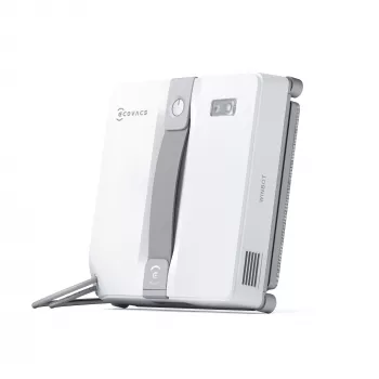 Logu tīrītājs Ecovacs WINBOT MINI — sūkšana, akumulators Li‑Ion, minimālais logs 22×25 cm, 1.3 kg, 215×215×55 mm, pelēks/balts