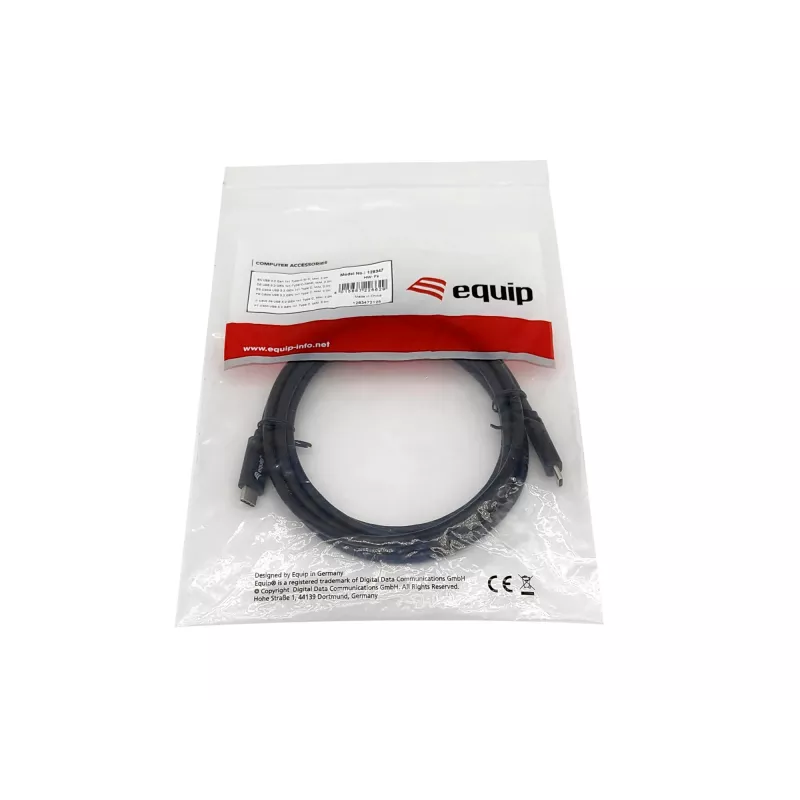 Equip USB 3.2 Gen 1x1 Type-C uz C, vīriešu/vīriešu, 2,0 m, melns