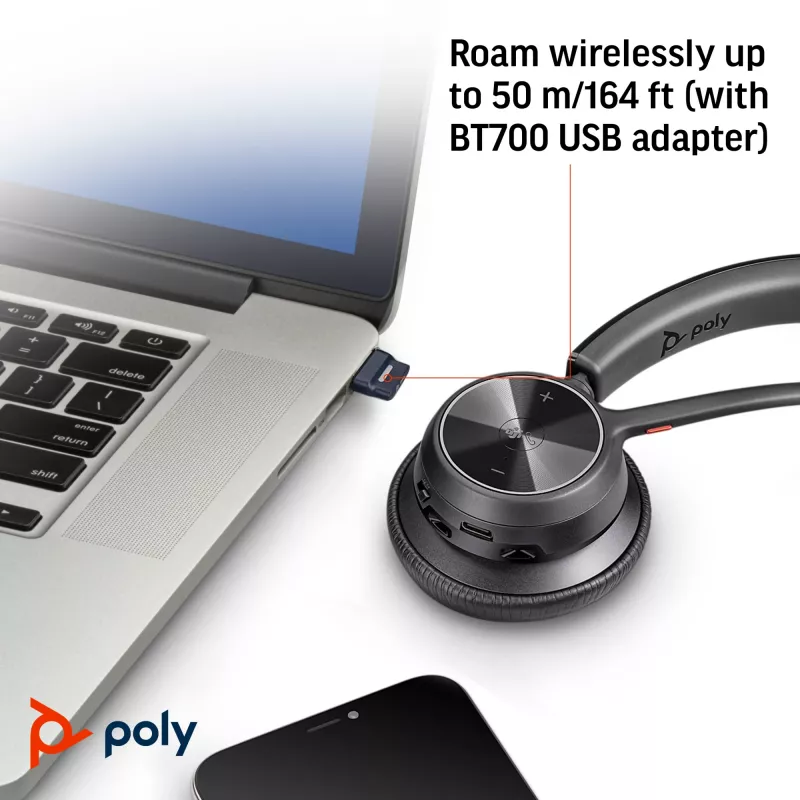 HP Poly Voyager 4310 Microsoft Teams sertificēta Bluetooth austiņa ar USB-A uztvērēju + BT700