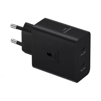 Samsung EP-T5020 ātrās uzlādes lādētājs, melns, 2x USB-C, 1.8m