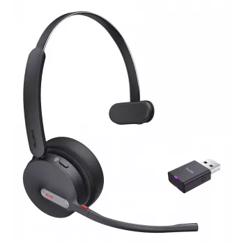 Yealink WH64 Hybrid Mono Teams Bezvadu Austiņas Galvas saite Birojam/Zvanu centram Micro-USB Bluetooth Melna