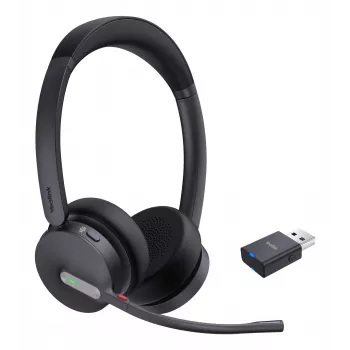 Yealink WH64 Hybrid Dual Teams bezvadu austiņas ar DECT un Bluetooth, galvas saite, birojam un kontaktcentram, Micro-USB, Bluetooth, melna