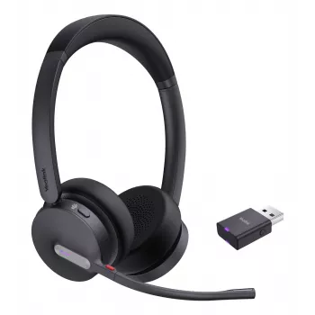 Yealink WH64 Hybrid Dual Teams bezvadu austiņas ar DECT un Bluetooth, galvas saite, birojam un kontaktcentram, Micro-USB, Bluetooth, melna