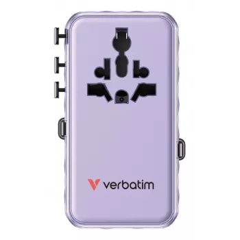 Verbatim Charge 'n' Travel 70W 2C ievelkams universāls ceļojumu lādētājs violets