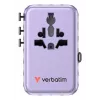 Verbatim Charge 'n' Travel 100W universāls ceļojumu adapteris ar ievelkamu kabeli Violeta