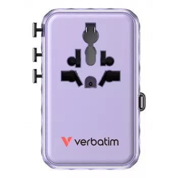 Verbatim Charge 'n' Travel 100W universāls ceļojumu adapteris ar ievelkamu kabeli Violeta