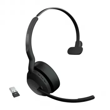 Jabra Evolve2 55 - Link380a MS Mono, bezvadu, biroja/zvanu centra, 20 - 20000 Hz, 130 g, austiņas, Melna