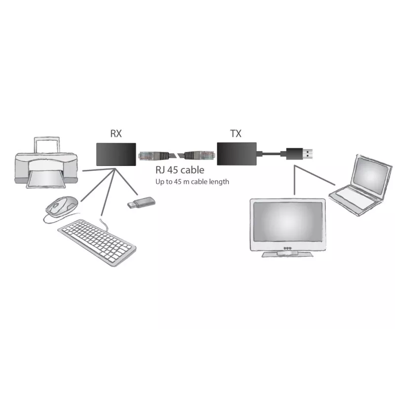 DIGITUS USB 1.1 pagarinātājs pa Cat5/5e/6 kabeli