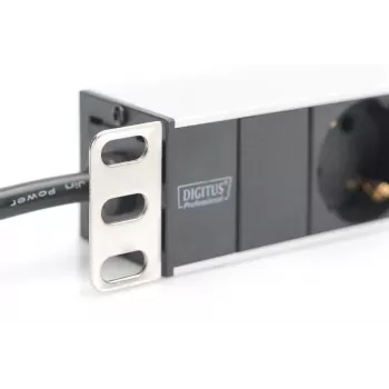 DIGITUS 1U alumīnija PDU, 16A, 4000W, 250VAC 50/60Hz, 8x drošības kontaktligzdas