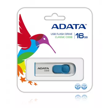ADATA C008 USB zibatmiņa 16 GB USB Type-A 2.0 Zils, Balts