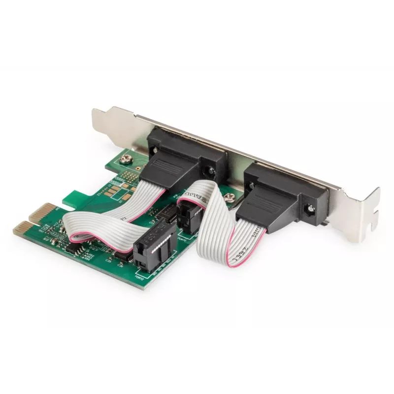 DIGITUS Serial I/O, 2-portu, PCIe papildinājuma karte 2 x DB9 M Slot Bracket + LP Brackets MCS9901 chipset