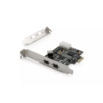 DIGITUS IEEE 1394b interfeisa karte, PCI-E, 3 porti, 2x9-pin ārējie + 1x9-pin iekšējais