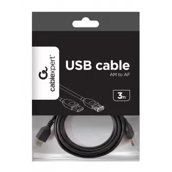 GEMBIRD USB 2.0 Type-A pagarinātājkabelis (AM/AF), 1m - Melns
