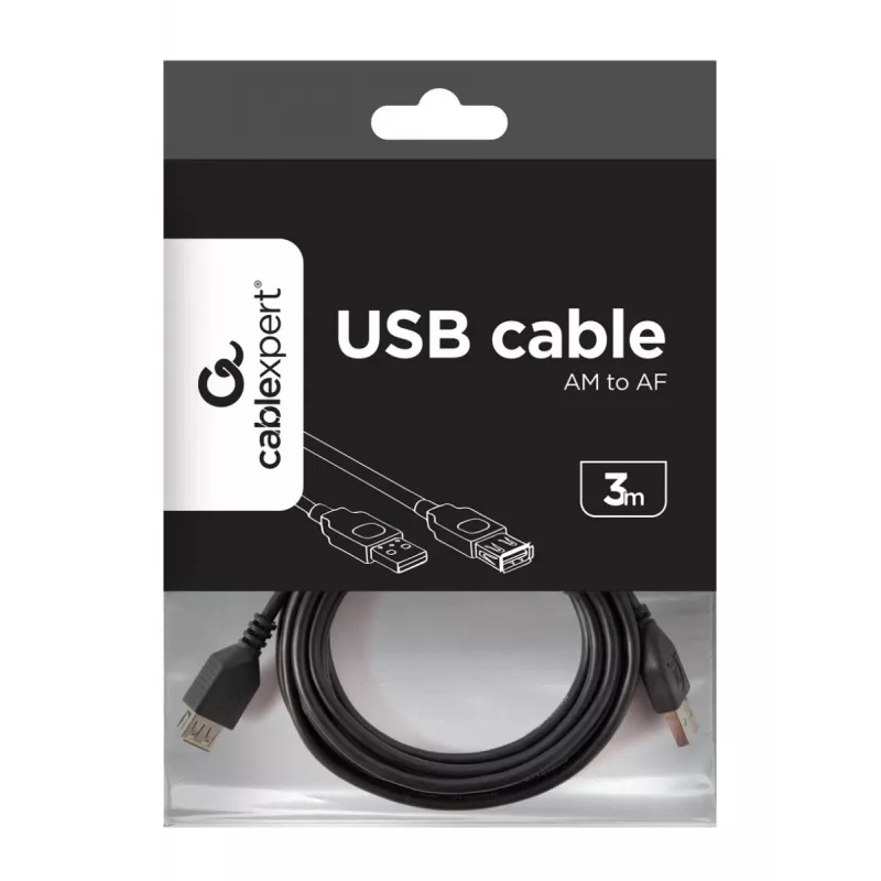 Gembird CCP-USB2-AMAF-10 USB 2.0 A tipa pagarinātājkabelis (AM/AF), 3 m, melns