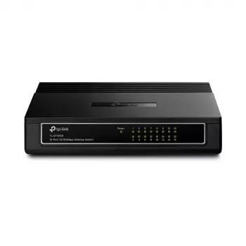 TP-Link 16-Portu 10/100Mbps Darbvirsmas Slēdzis, Nepārvaldāms, Fast Ethernet (10/100), Pilns duplekss, Rack stiprinājums, Sienas stiprinājums