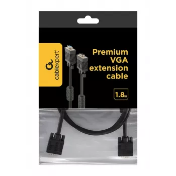 GEMBIRD Premium Dual-Shielded VGA Pagarinātāja Kabelis ar Ferīta Serdi, 1.8m
