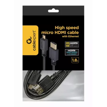 GEMBIRD HDMI vīrišķais uz micro D-vīrišķais kabelis ar apzeltītiem savienotājiem 2,0m melns