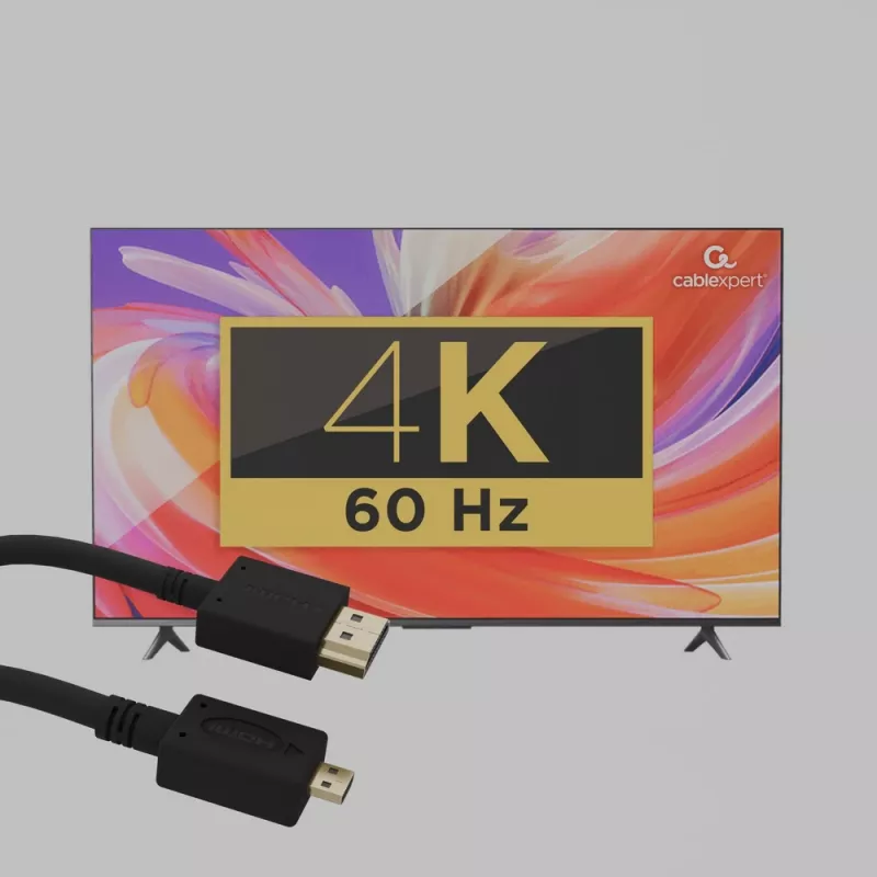 Gembird CC-HDMID-6 HDMI–Micro HDMI (D tipa) vads, zeltīts, 1,8 m, melns