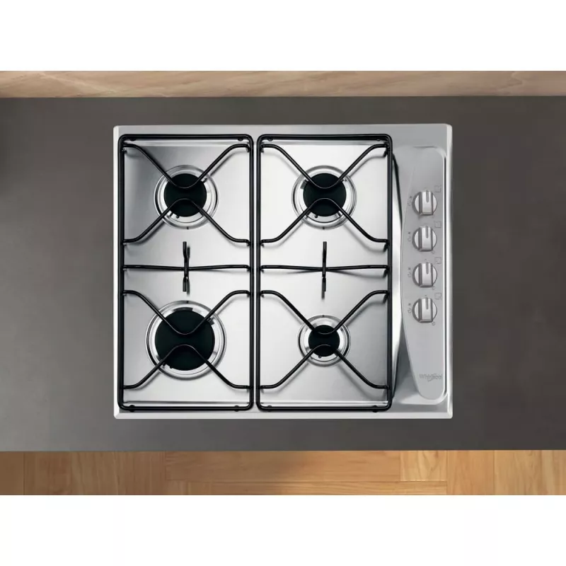 Whirlpool AKM 268/IX Iebūvējamā gāzes plīts virsma, 4 degļi, nerūsējošais tērauds