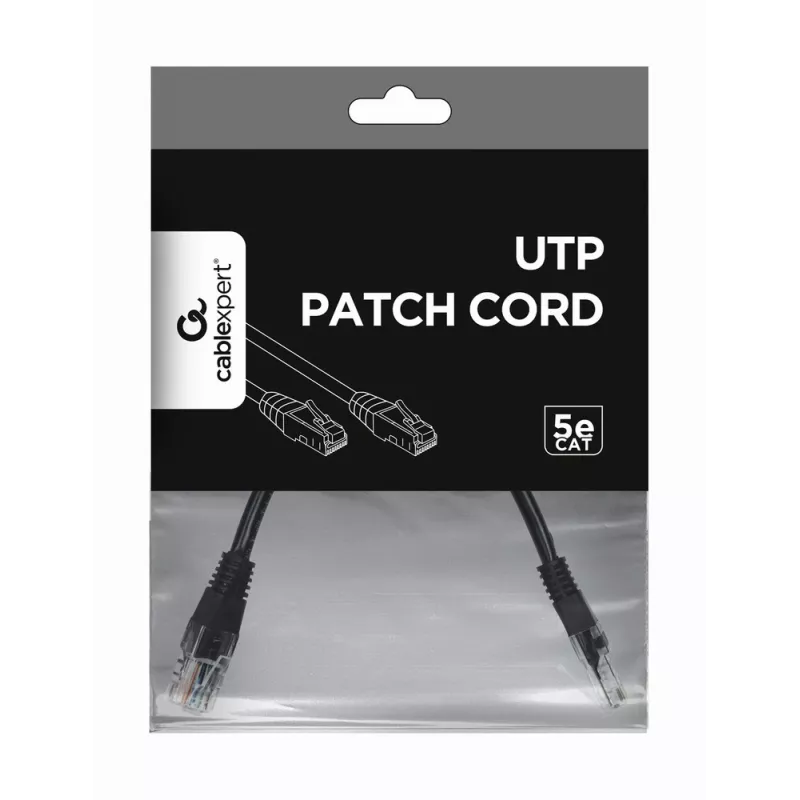 GEMBIRD Patch kabelis - Cat 5e - UTP - 25cm - Melns
