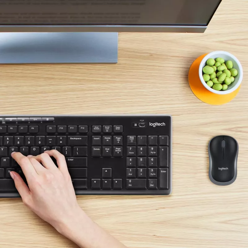 LOGITECH Wireless Desktop MK270 - tastatūra un pele, QWERTY US Int, melna