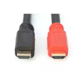 DIGITUS ASSMANN HDMI High Speed kabelis, tips A, ar pastiprinātāju, vīr./vīr., 15m ar Ethernet, Ultra HD 24p, CE, zelts melns