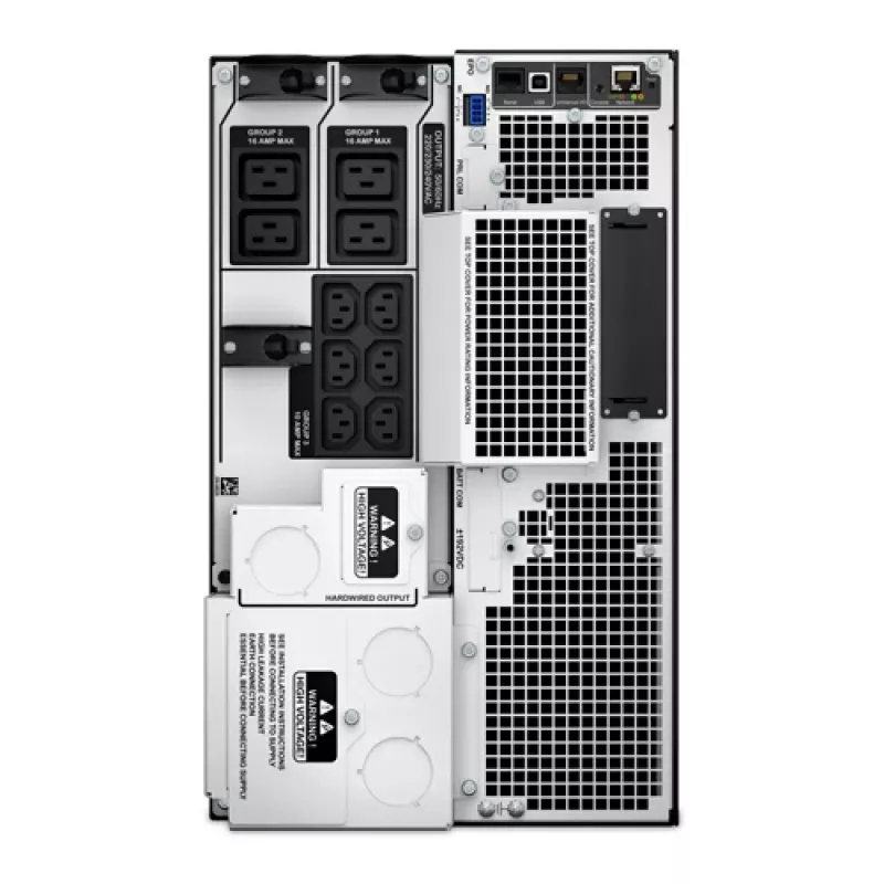 APC Smart-UPS On-Line, 8kVA/8kW, tornis, 230V 3:1 un 1:1, 6x C13+4x C19 IEC kontaktligzdas, tīkla karte+SmartSlot, pagarināts darbības laiks, bez sliežu komplekta