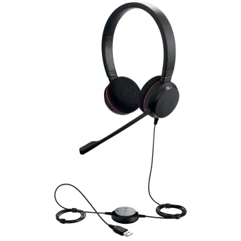 Jabra Evolve 20 MS Stereo vadu austiņas, birojam/zvanu centram, 150–7000 Hz, 171 g, melna